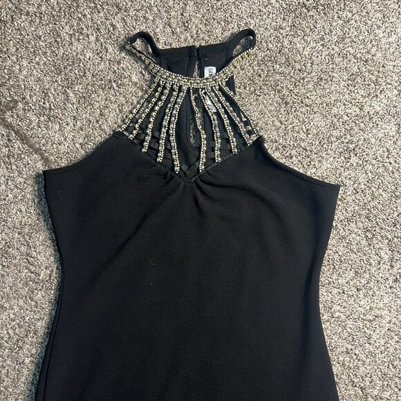 Almost Famous Black Embellished Halter Bodycon Dress - Size S - Picture 2 of 6